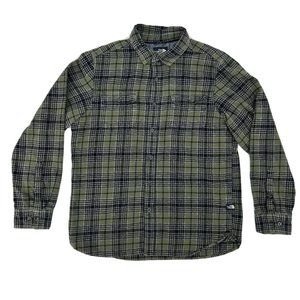 The North Face Green and Black Plaid Casual Button Down Shirt